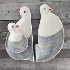 Ernestine Salerno Italia ceramica firmata set 3 piatti uccellino gabbiano decorazione
