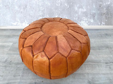 Autentico pouf marocchino in pelle, pouf ottomano marocchino rotondo, pouf marocchino