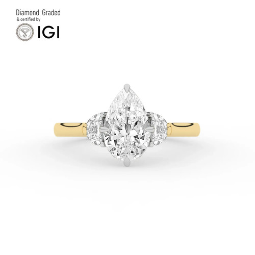 Pear diamond trilogy ring - trilogy,