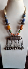 BACHELITE CORALLO TURCHESE ARGENTO  HIRZ / HERZ   LAPISLAZZULI  COLLANA ETNICA