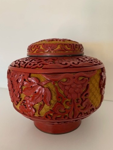 Vaso cinese laccato cinabro - vaso,