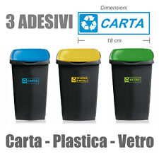 3 adesivi per bidoni raccolta
