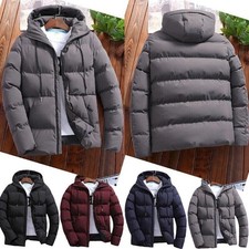 Giubbotto Uomo Piumino Bubble Down Cappuccio Invernale Caldo Cappotto Trapuntato Zip Imbottito Outwear