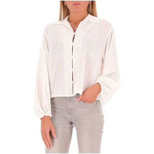 Camicia cropped bianco nero - bianco,
