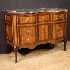 Comò francese mobile credenza intarsiato piano in marmo stile transizione 800