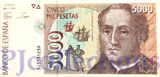 SPAIN 5000 PESETAS 1992 PICK 165 XF/AU