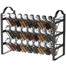 HOMCOM Porta Spezie da Cucina con 3 Ripiani Inclinati in Metallo Nero