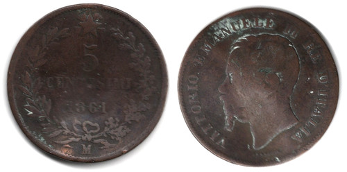 Italia centesimi 1861 - italia, 5