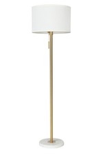 Lampada da Terra in Ottone con Base in Marmo e Paralume in Tessuto – Stile Moder