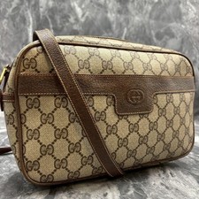 GUCCI 001.161.0439 GG Borsa a tracolla Marrone Beige Pelle Logo Oro Hardware
