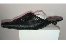 Scarpe Donna Vera Pelle Made in Italy Nero Taglia 38 A Punta Tacco 4 Sabot