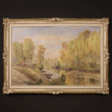 Paesaggio firmato Corradi dipinto quadro italiano ad olio su masonite anni 50'