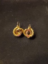 Orecchini antichi etruschi nodo d'amore rubino 18 kt