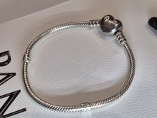 PANDORA Momenti Chiusura Cuore Serpente Catena Bracciale Argento Sterling (590719) 17 cm