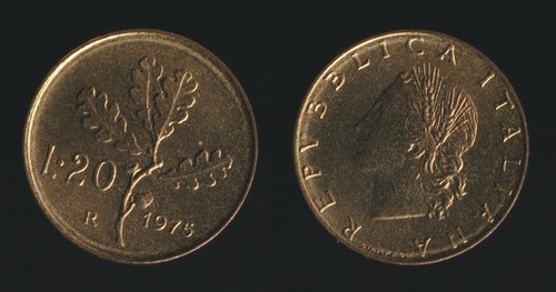 Lire 1975 ramo quercia - 20, di