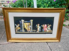 Tableau peinture Ange signée A. Francione fresque de Pompei Original Gouache