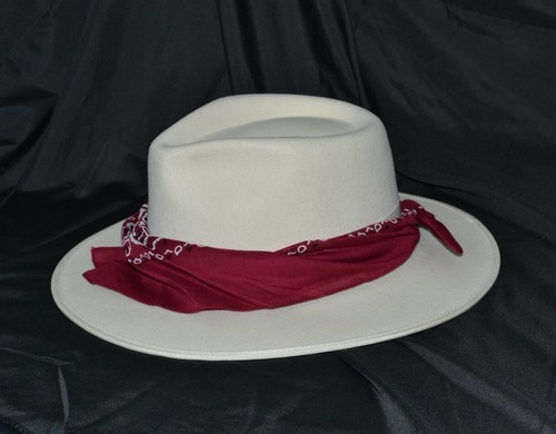 Cappello fedora bianco rosso - fedora,