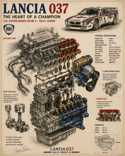 Lancia 037 motore esploso - 037,