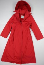 Vintage London Fog Maincoats trench cappotto giacca antipioggia donna 12 reg rosso foderato con cappuccio