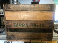 BIRRA ITALIA-LA PREFERITA-RARA CASSA VINTAGE LEGNO PUBBLICITARIA EPOCA