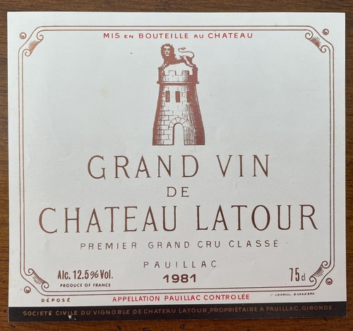 étiquette château latour - Étiquette,