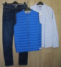 Gilet blu ragazzo Okaidi nuova camicia denim scuro skinny jeans outfit età 13-14