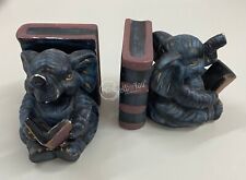 Coppia di soprammobili elefanti reggilibri in ceramica altezza 10 cm arredamento