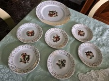 Servizio Piattini Da Desser Frutta Bavaria Filo Oro Vintage Antico
