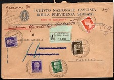 1939 Raccomandata per Palermo con cent. 5 + 25 + 50 x 2 + lire 1,75 Imperiale.