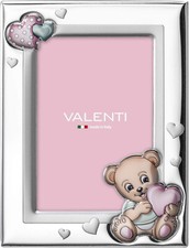 Valenti&Co Cornice Porta Foto in Argento con dettaglio orsetto dipinto a Colori