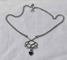 COLLANA CATENINA in MAGLIA con PENDENTE CUORE ARGENTO 800 VINTAGE ANNI 60/70