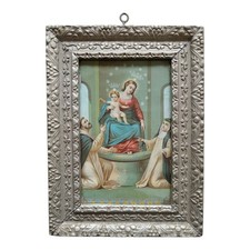 *HH* Antico Quadro Religioso Devozionale Incisione Madonna Del Rosario Pompei