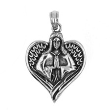 COLLANA CIONDOLO ACCIAIO GESU CRISTO CUORE CA112