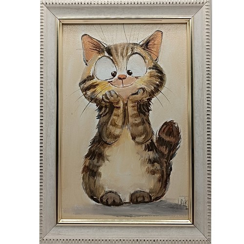 Original tabby cat - original, oil