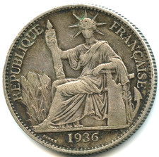 Indocina 50 centesimi argento 1936 n. 4619