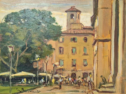 Dipinto olio tavola zza - olio, p.zza