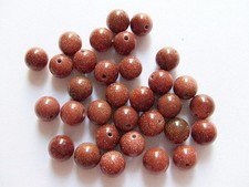 8pz perline  in pietra d'oro goldstone sintetica tondo 8mm colore marrone