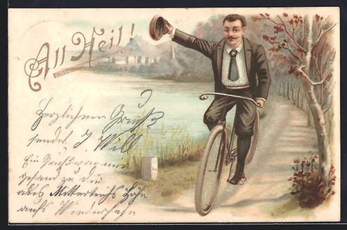 Cartolina giovane uomo - cartolina, saluta