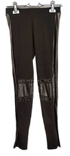 LEGGINS pantaloni  CALZEDONIA   inserti simil pelle nero - bambina tg. S