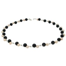 Collana In Vera Perla E Onice