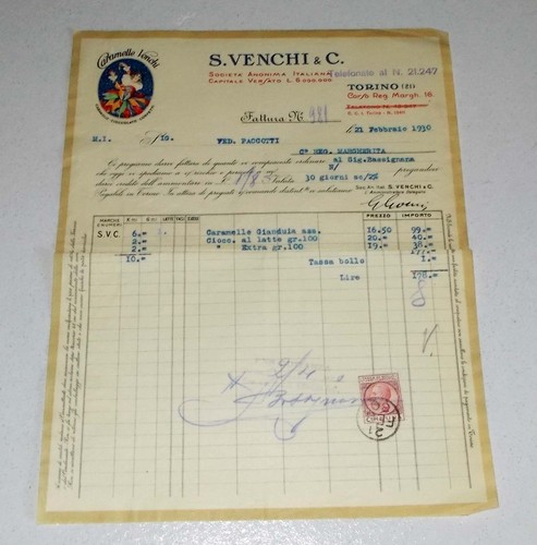Fattura 1930 venchi - 1930,