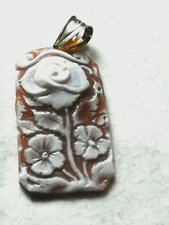 Antico cammeo  a ciondolo da donna con gancio in argento 925 color oro del 1950