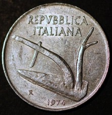 Italy 10 Lire 1974 KM# 93
