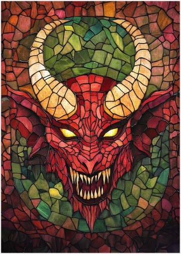 Puzzle diavolo rosso vetro - rosso,
