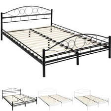 Letto in Metallo con Rete Struttura Matrimoniale Camera Moderno Design Romantico