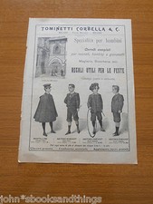 1901 TOMINETTI CORBELLA ABBIGLIAMENTO BAMBINI MODA ITALI ANTICA PUBBLICITA EPOCA