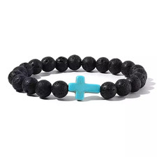 BRACCIALE CROCE TURCHESE