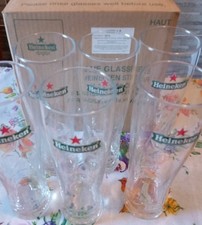 Set 6 Bicchieri Di Vetro Birra Heineken Sponsor Uefa Champions League 