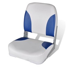 1/2x Sedile per Barca Pieghevole  con Cuscino Blu-Bianco 41x36x48 cm vidaXL