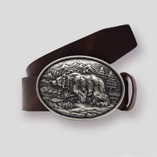 Cintura in pelle da uomo larga